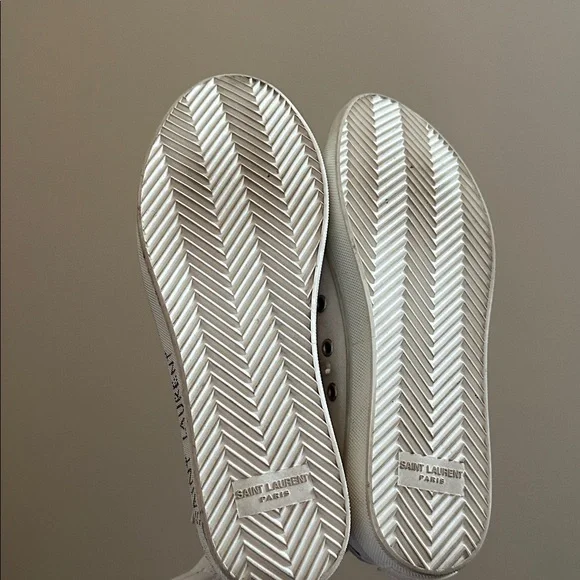 Saint Laurent Malibu Canvas Sneaker - White Distressed Logo 37.5 or 7/7.5 - Picture 13 of 14